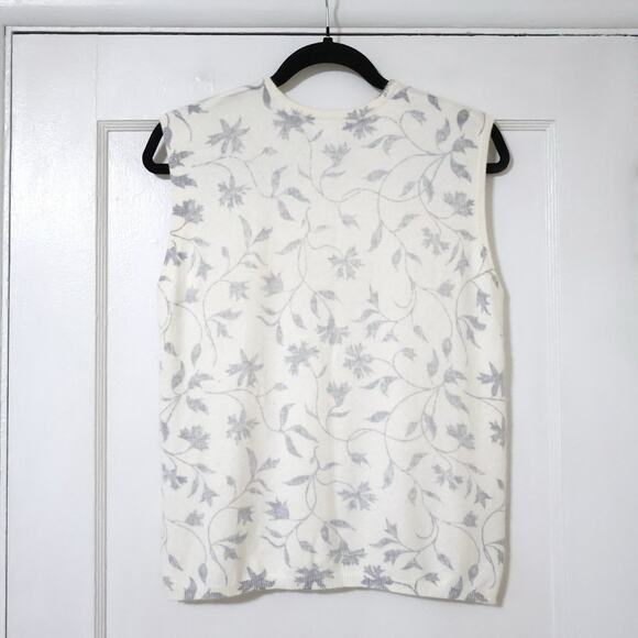 Vintage Jones New York Angora Wool Soft Floral Beaded Sleeveless Sweater M 80s - Picture 5 of 6